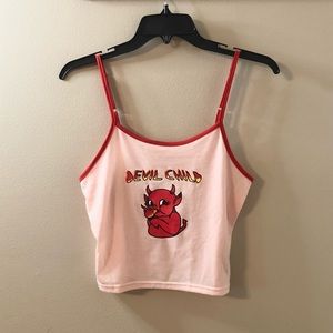 NWOT cropped tank top with “Devil Child” graphic
